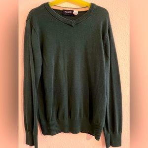 Boys deep green sweater v neck sweater